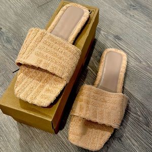 tan summer slide sandal